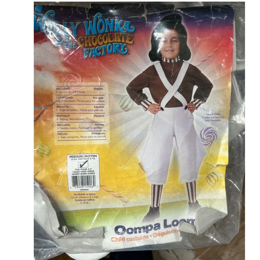 Willy Wonka‎ Oompa Loompa Costume Kids Medium 8-10 Jumpsuit Halloween 620934 - Picture 8 of 8